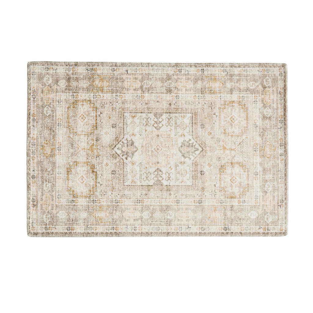 greatbayhome Rugs 24" x 36" / Tan Medallion Washable Accent Rug 2' x 3'| Nava Collection by Great Bay Home Medallion Washable Accent Rug 2' x 3'| Nava Collection by Great Bay Home