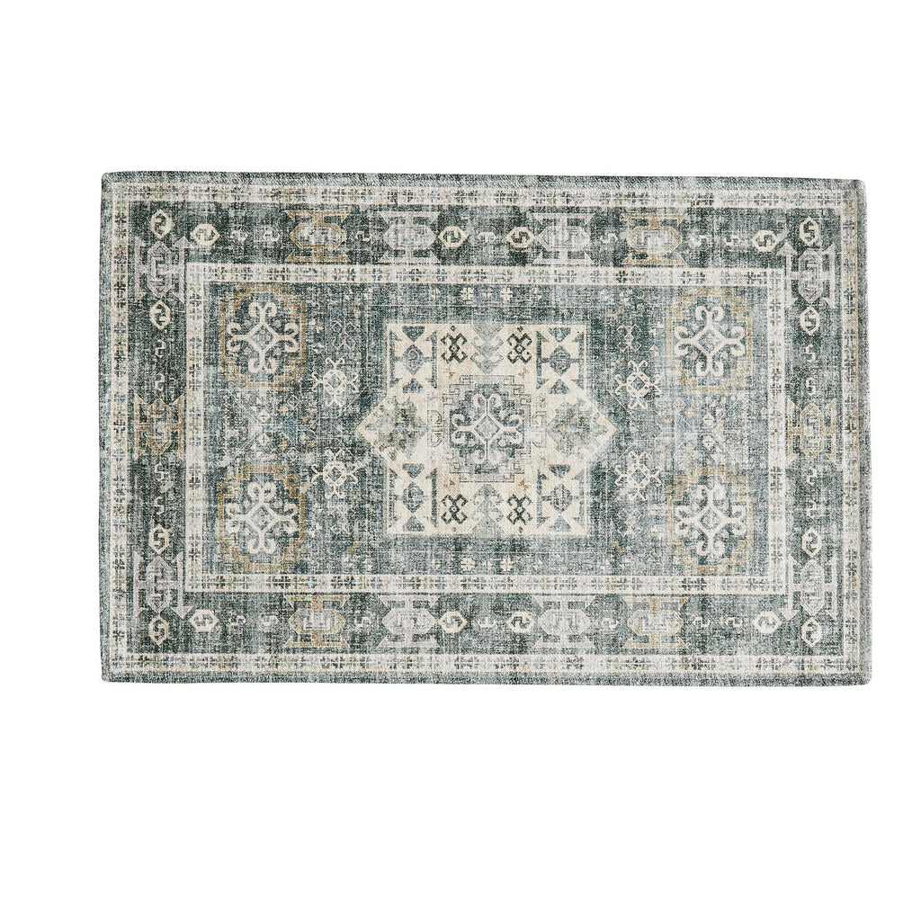 greatbayhome Rugs 24" x 36" / Green Medallion Washable Accent Rug 2' x 3'| Nava Collection by Great Bay Home Medallion Washable Accent Rug 2' x 3'| Nava Collection by Great Bay Home