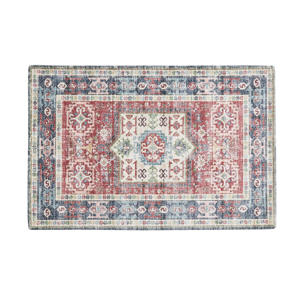 greatbayhome Rugs 24" x 36" / Red Medallion Washable Accent Rug 2' x 3'| Nava Collection by Great Bay Home Medallion Washable Accent Rug 2' x 3'| Nava Collection by Great Bay Home