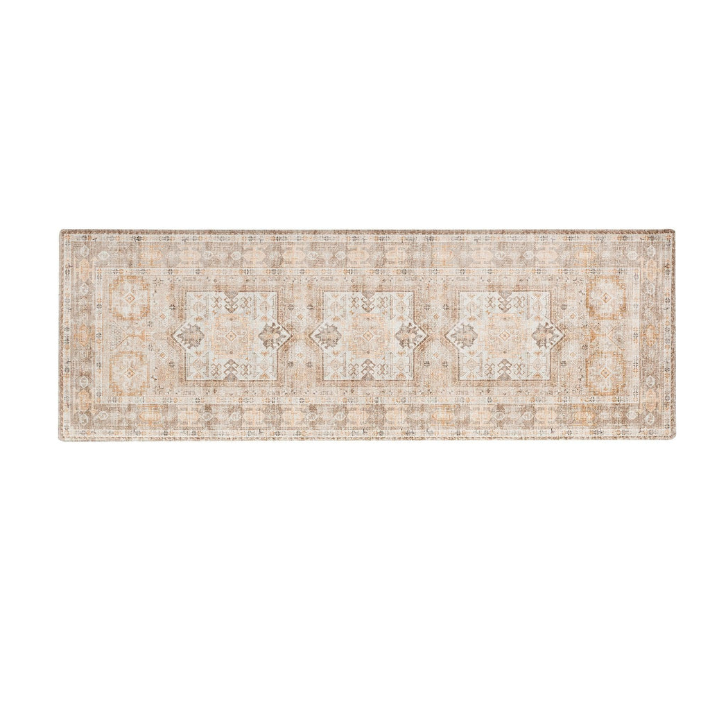 greatbayhome Rugs 28" x 84" / Tan Medallion Washable Accent Runner 2'4" x 7' | Nava Collection by Great Bay Home Medallion Washable Accent Runner 2'4" x 7' | Nava Collection by Great Bay Home