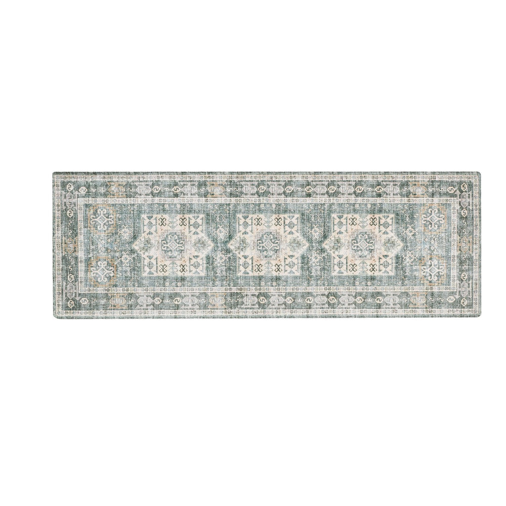 greatbayhome Rugs 28" x 84" / Green Medallion Washable Accent Runner 2'4" x 7' | Nava Collection by Great Bay Home Medallion Washable Accent Runner 2'4" x 7' | Nava Collection by Great Bay Home