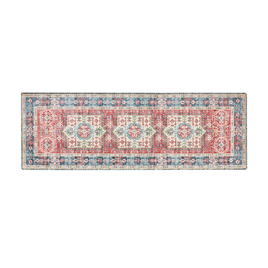 greatbayhome Rugs 28" x 84" / Red Medallion Washable Accent Runner 2'4" x 7' | Nava Collection by Great Bay Home Medallion Washable Accent Runner 2'4" x 7' | Nava Collection by Great Bay Home