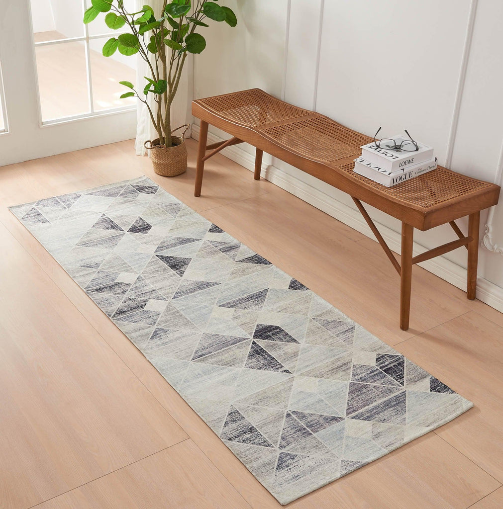 greatbayhome Rugs 2'4" x 7' / Grey Modern Geometric Machine Washable Accent Area Rug & Runner - Cordoba Collection Modern Geometric Washable Accent Runner 2'4" x 7' | Cordoba Collection by Great Bay Home