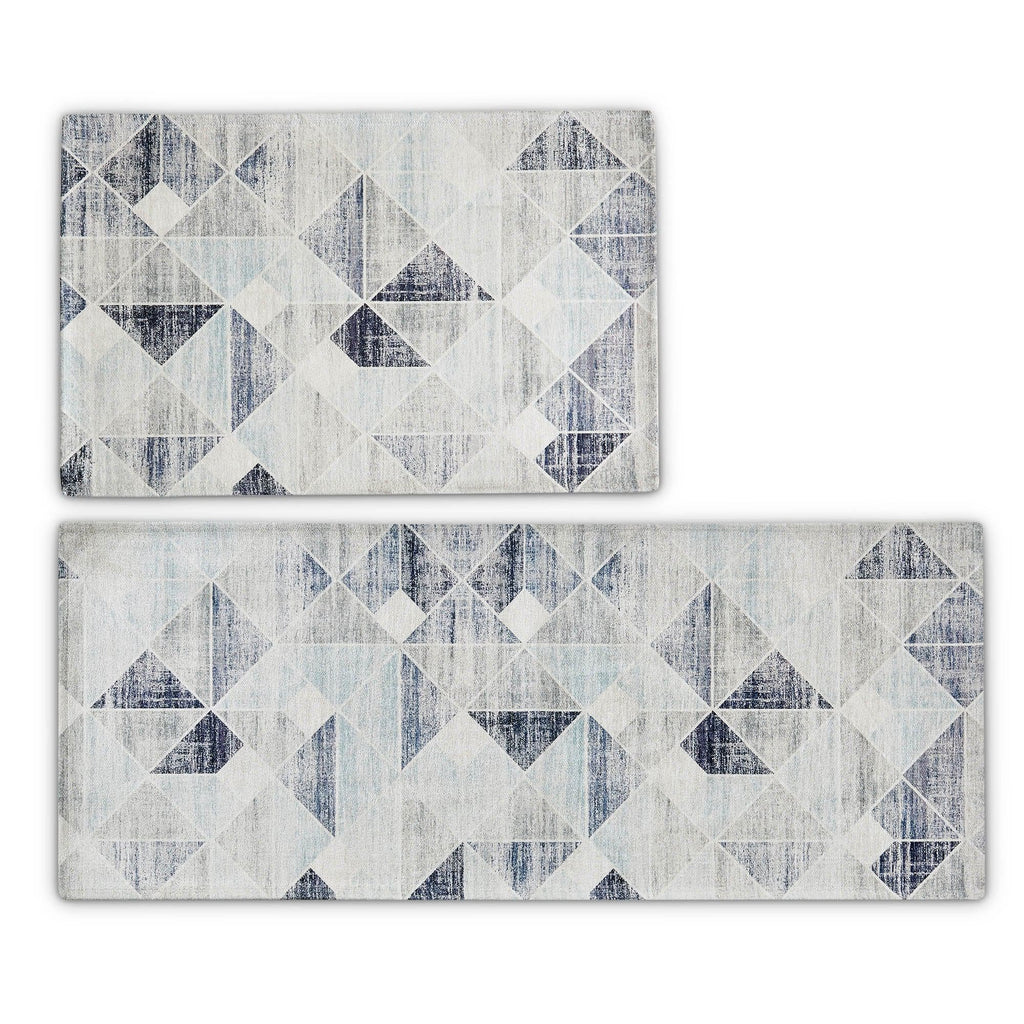 greatbayhome Rugs 20" x 30" & 20" x 50" (2 Pack) / Grey Modern Geometric Machine Washable Accent Area Rug & Runner - Cordoba Collection 2 Pack Modern Geometric Washable Accent Rug | Cordoba Collection by Great Bay Home