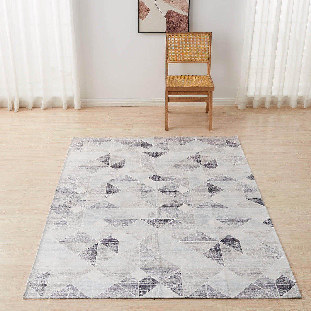 greatbayhome Rugs 3’ x 5’ / Grey Modern Geometric Machine Washable Accent Area Rug & Runner - Cordoba Collection Modern Geometric Washable Accent Area Rug 3' x 5' | Cordoba Collection by Great Bay Home