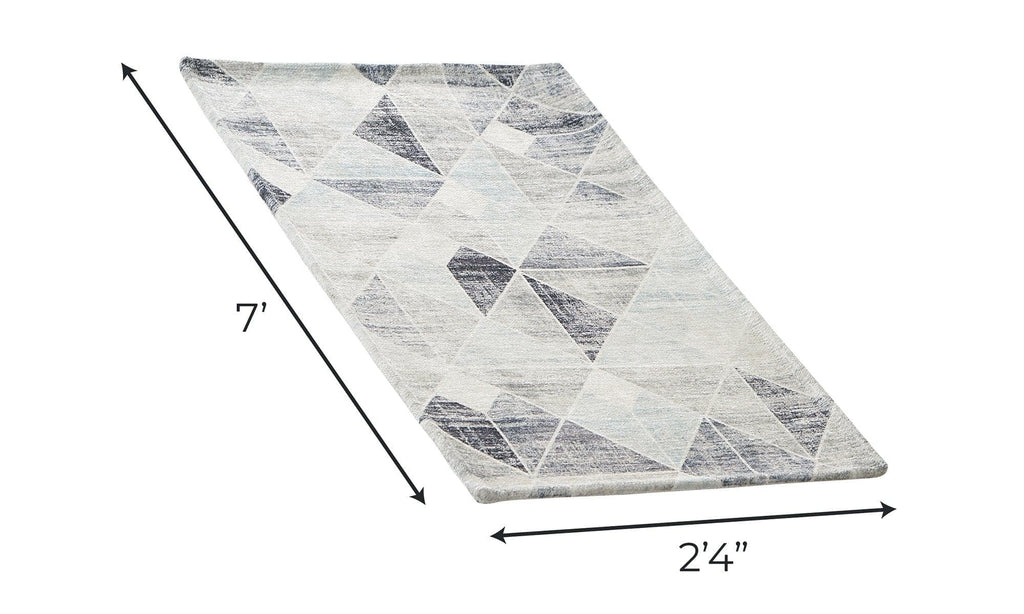 greatbayhome Rugs 2’4”x 7 / Grey Modern Geometric Washable Accent Runner 2'4" x 7' | Cordoba Collection by Great Bay Home Modern Geometric Washable Accent Runner 2'4" x 7' | Cordoba Collection by Great Bay Home
