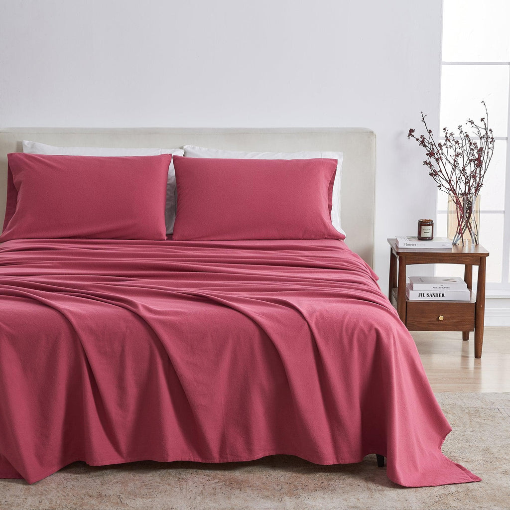 greatbayhome Sheets Twin / Pink Frost 4-Piece Cotton Solid Flannel Sheet - Nordic Collection 100% Turkish Cotton Flannel Sheets | Nordic Collection by Great Bay Home