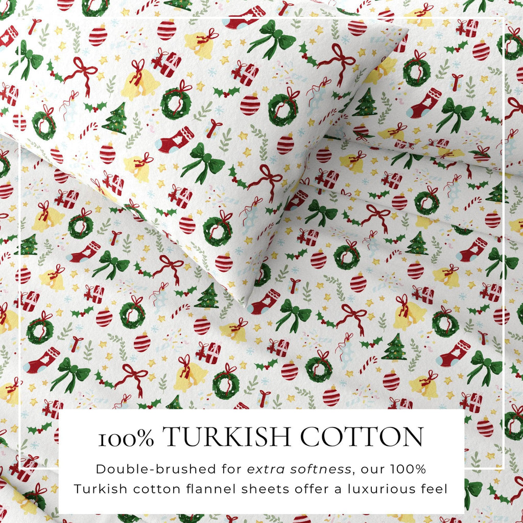 greatbayhome Sheets 4-Piece Turkish Cotton Christmas Flannel Sheet - Whittaker Collection 4-Piece Turkish Cotton Christmas Flannel Sheet | Whittaker Collection by Great Bay Home