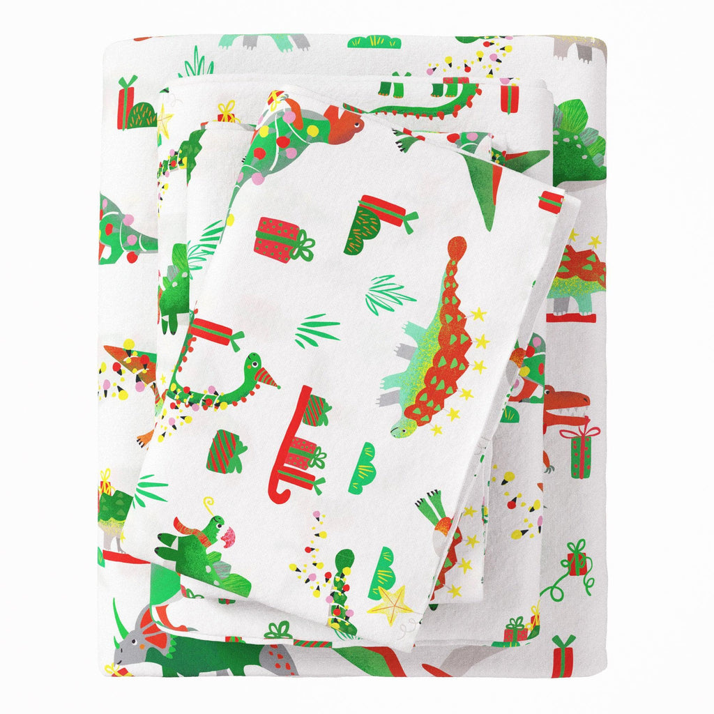 greatbayhome Sheets Twin / Christmas Dinosaur 4-Piece Turkish Cotton Christmas Flannel Sheet - Whittaker Collection 4-Piece Turkish Cotton Christmas Flannel Sheet | Whittaker Collection by Great Bay Home