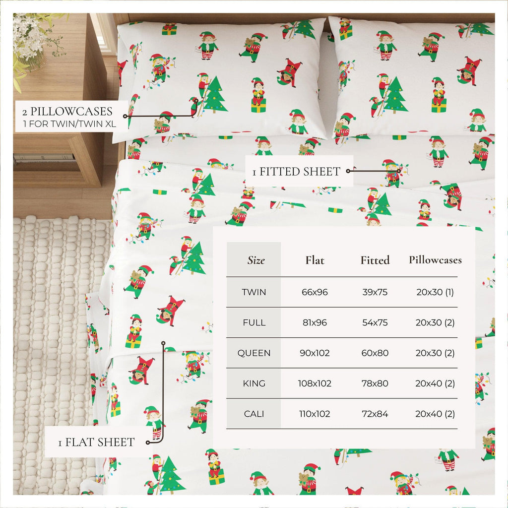 greatbayhome Sheets 4-Piece Turkish Cotton Christmas Flannel Sheet - Whittaker Collection 4-Piece Turkish Cotton Christmas Flannel Sheet | Whittaker Collection by Great Bay Home