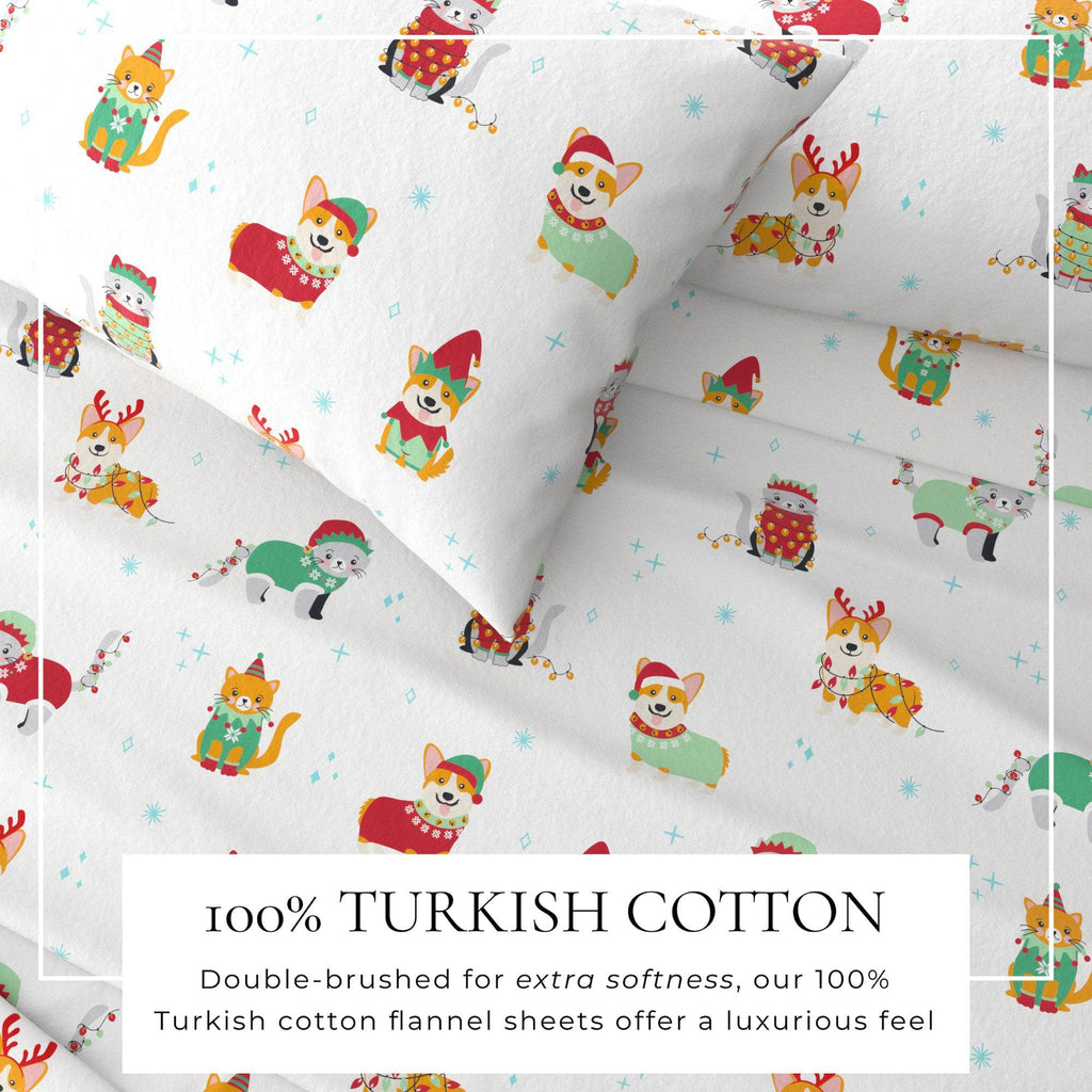 greatbayhome Sheets 4-Piece Turkish Cotton Christmas Flannel Sheet - Whittaker Collection 4-Piece Turkish Cotton Christmas Flannel Sheet | Whittaker Collection by Great Bay Home