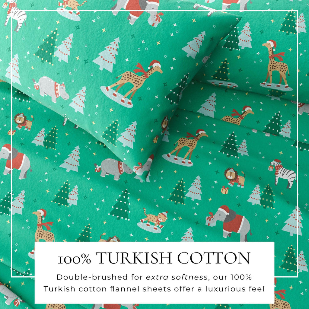 greatbayhome Sheets 4-Piece Turkish Cotton Christmas Flannel Sheet - Whittaker Collection 4-Piece Turkish Cotton Christmas Flannel Sheet | Whittaker Collection by Great Bay Home