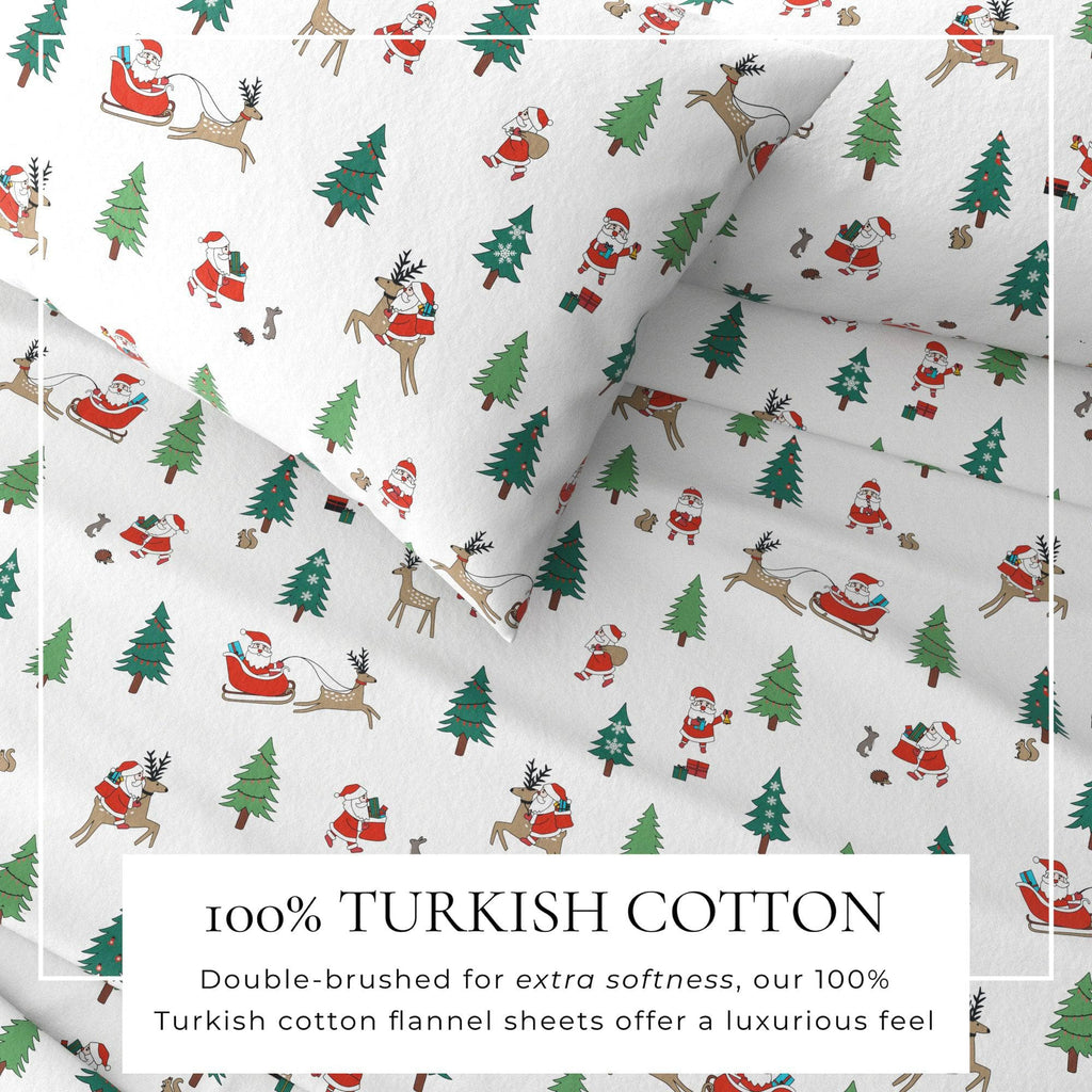 greatbayhome Sheets 4-Piece Turkish Cotton Christmas Flannel Sheet - Whittaker Collection 4-Piece Turkish Cotton Christmas Flannel Sheet | Whittaker Collection by Great Bay Home