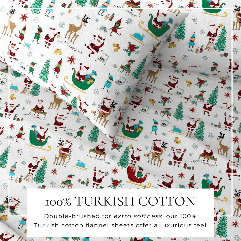 greatbayhome Sheets 4-Piece Turkish Cotton Christmas Flannel Sheet - Whittaker Collection 4-Piece Turkish Cotton Christmas Flannel Sheet | Whittaker Collection by Great Bay Home