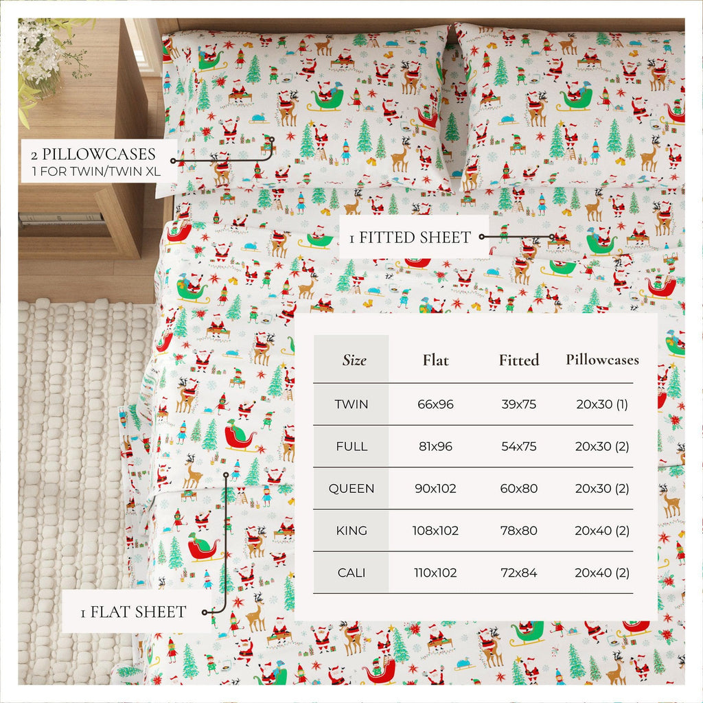 greatbayhome Sheets 4-Piece Turkish Cotton Christmas Flannel Sheet - Whittaker Collection 4-Piece Turkish Cotton Christmas Flannel Sheet | Whittaker Collection by Great Bay Home