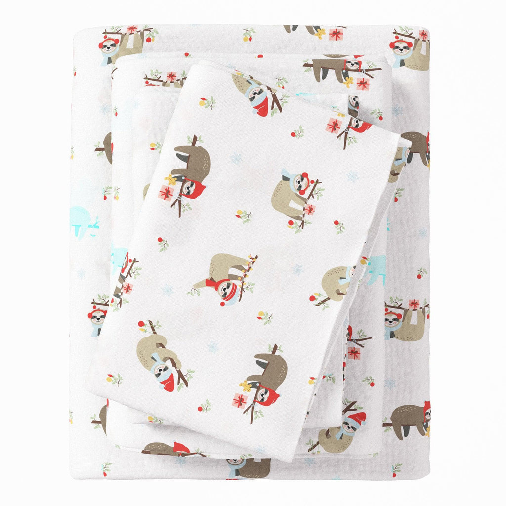 greatbayhome Sheets Twin / Sloth 4-Piece Turkish Cotton Christmas Flannel Sheet - Whittaker Collection 4-Piece Turkish Cotton Christmas Flannel Sheet | Whittaker Collection by Great Bay Home