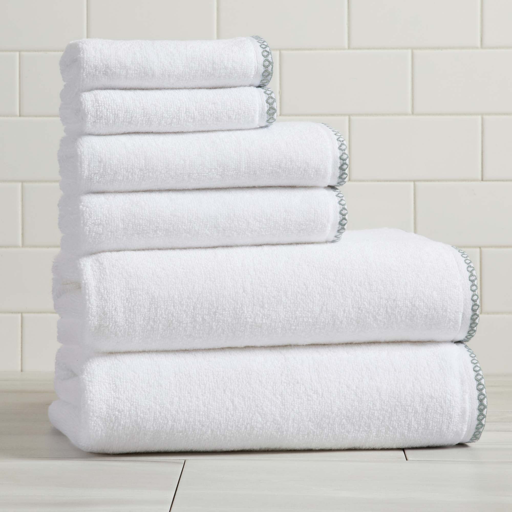 Cotton Border-Stitched 6-Piece Towel Set | Valery Collection by