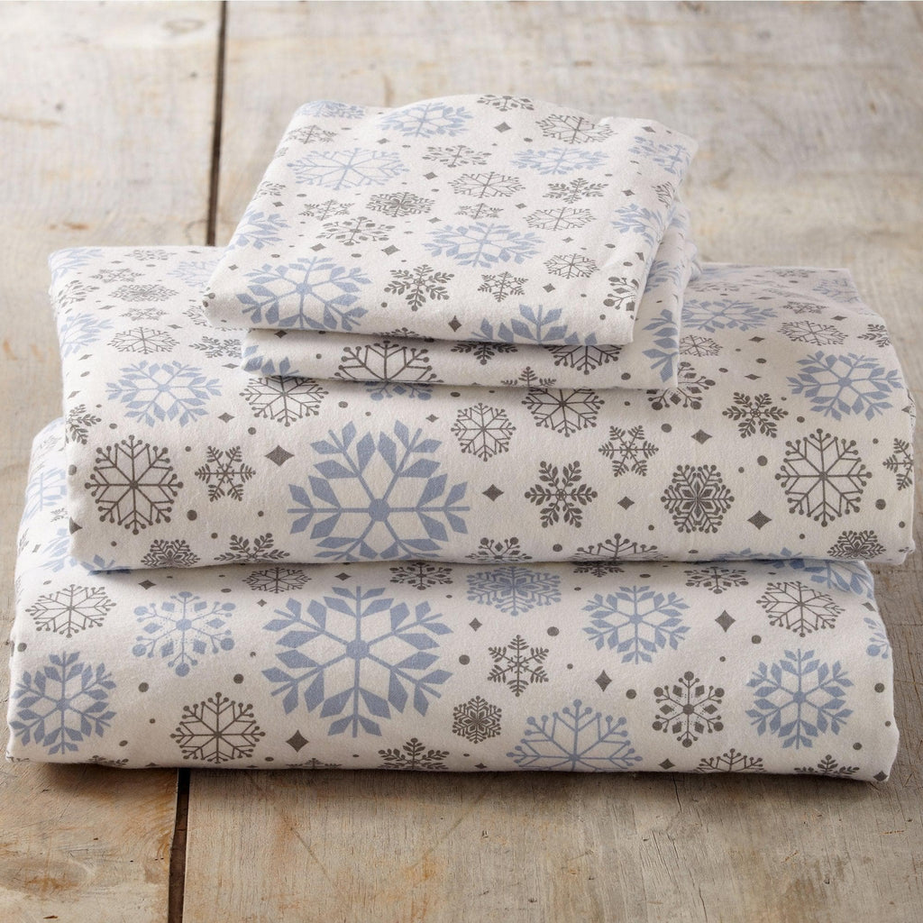 Great Bay Home Sheets Twin / Snowflakes 4-Piece Turkish Cotton Flannel Sheet - Stratton Collection 100% Cotton Flannel Sheet Set | Stratton Collection By Great Bay Home