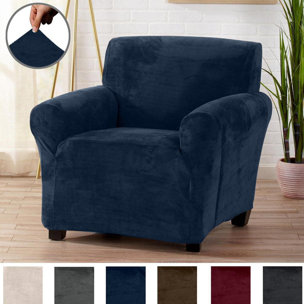 Affordable dark denim blue armchair slipcover at Great Bay Home