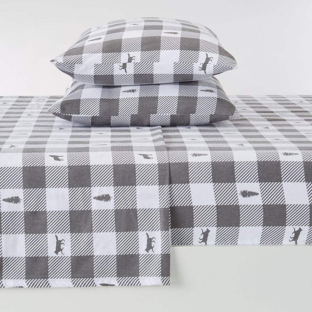 Great Bay Home Twin / Buffalo Check Lodge 100% Turkish Cotton Flannel Sheet Sets - Boulder Collection 100% Turkish Cotton Flannel Sheet Sets | Boulder Collection by Great Bay Home