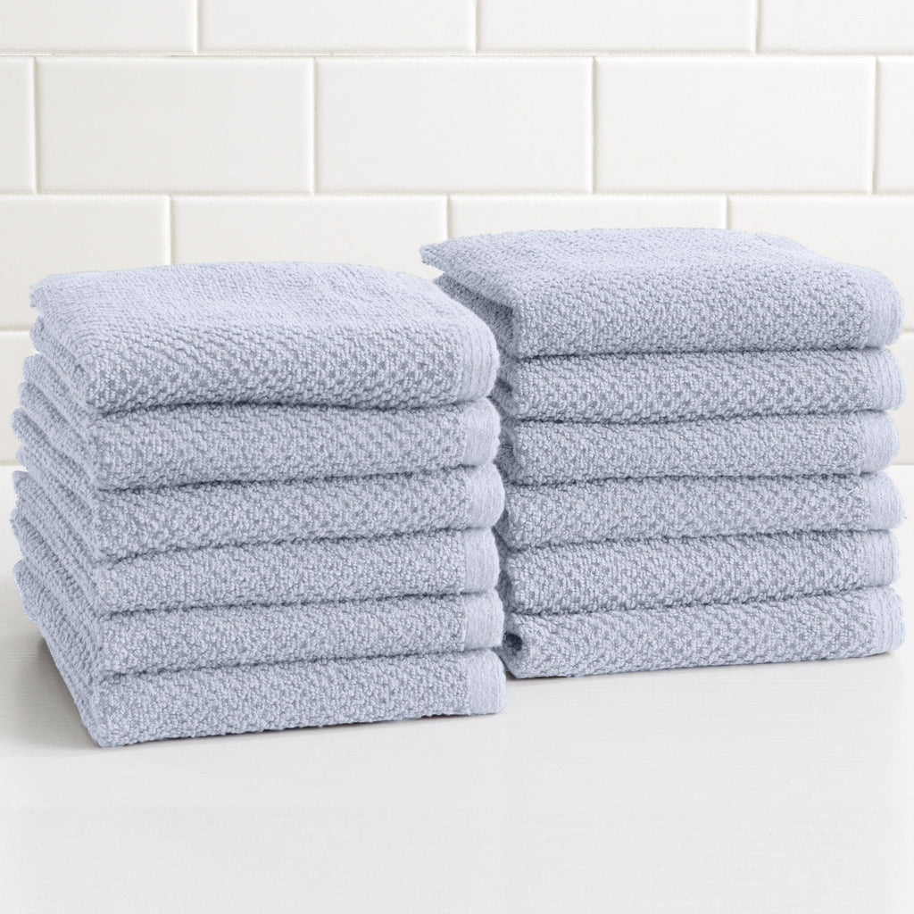 Great Bay Home Washcloths (12-Pack) / Periwinkle 12 Pack Cotton Textured Washcloths - Acacia Collection Ultra Absorbent Popcorn Bath Towels | Acacia Collection by Great Bay Home