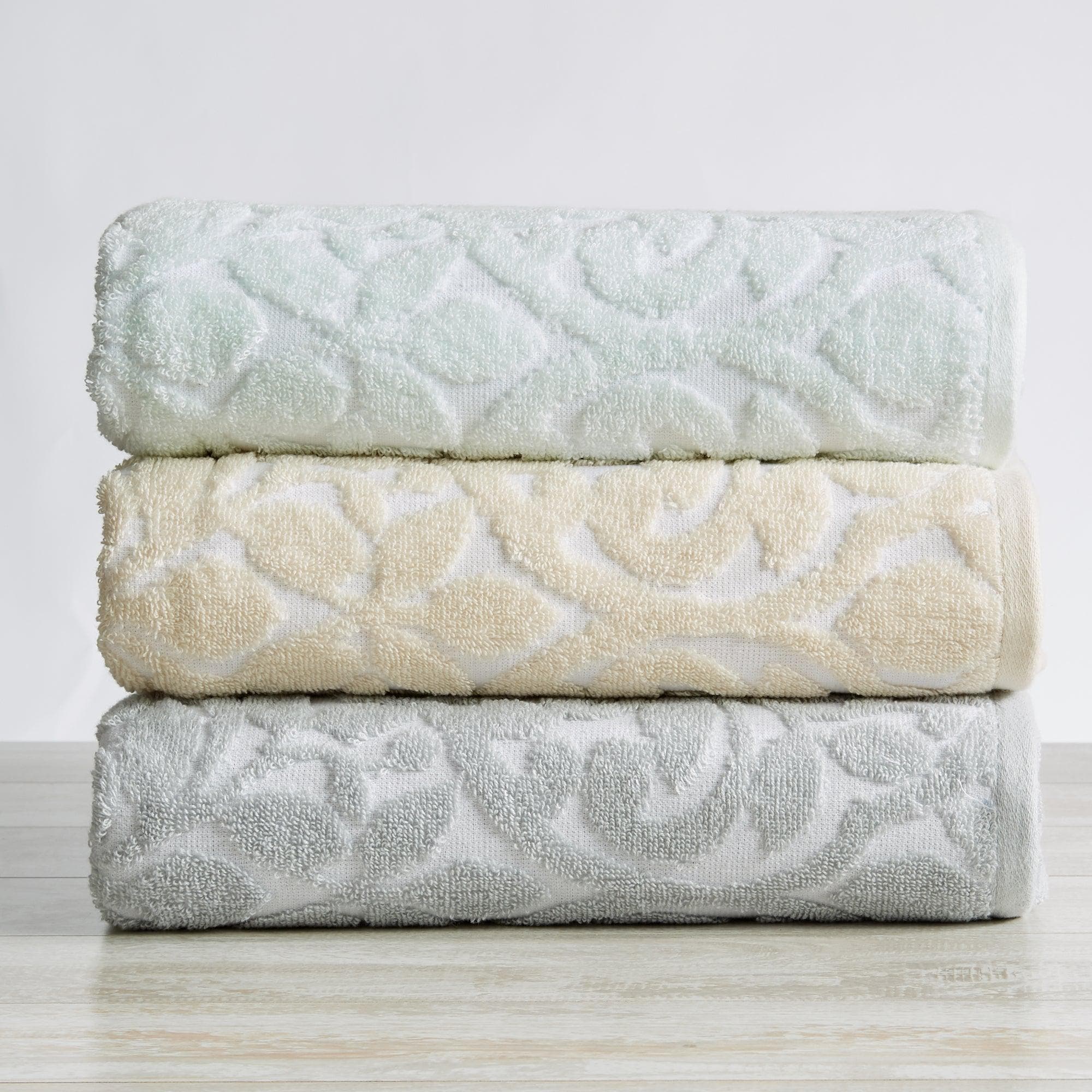 Great Bay Home 100% Cotton Jacquard Bathroom Towels. Absorbent