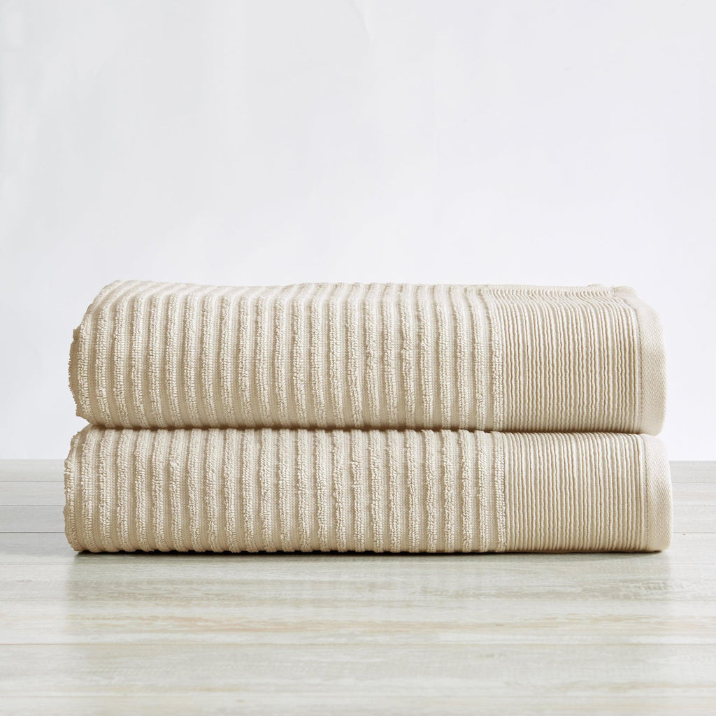 Great Bay Home Bath Towel (2-Pack) / Oatmeal 2 Pack Ribbed Bath Towels - Rori Collection 100% Cotton Ribbed Bath Towel | Rori Collection by Great Bay Home