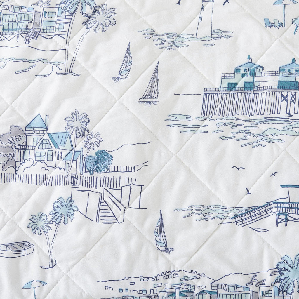 Great Bay Home 3-Piece Coastal Toile Quilt Set - Cape Elizabeth Collection 3-Piece Coastal Toile Quilt Set | Cape Elizabeth Collection by Great Bay Home