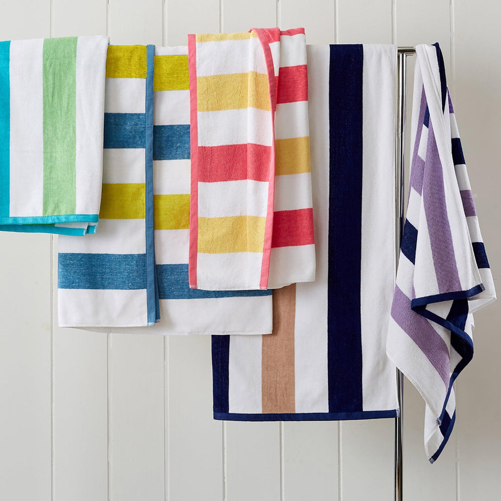 Great Bay Home 4 Pack Cotton Stripe Beach Towel - Sunset Bay Collection 4 Pack 100% Cotton Reversible Cabana Beach Towel | Sunset Bay by Great Bay Home