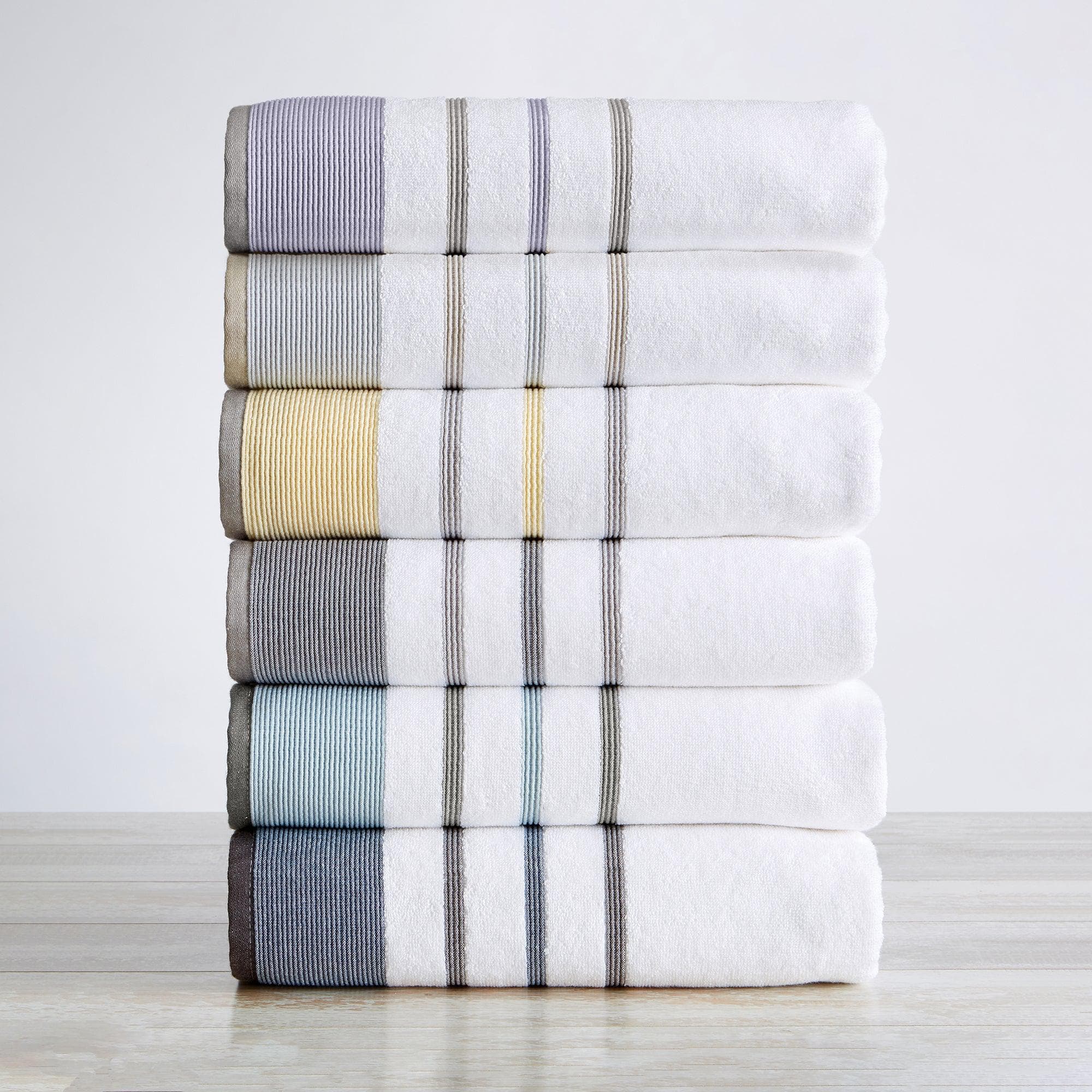 Ghost Gray Textured-Stripe Hand Towel, 4-Pack
