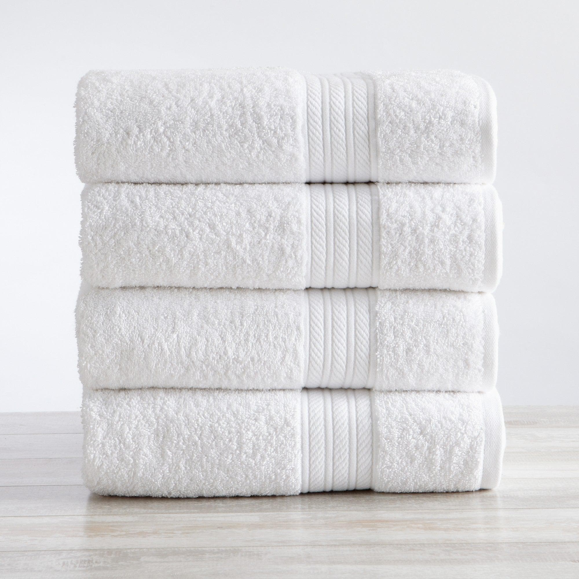 BY LORA Luxury 4-Piece Terry Cotton Bath Towel Set - Chemical-Free- Soft,  Absorbent, Eco-Friendly Towels for Bath and Spa, White, Set of 4