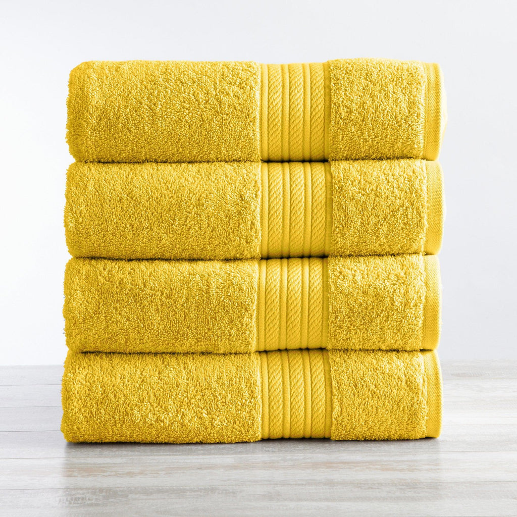 Great Bay Home Bath Towel (4-Pack) / Marigold 4-Pack Eco-Terry Bath Towels - PureSoft Collection Eco-Friendly Cotton Bath Towel | PureSoft Collection by Great Bay Home