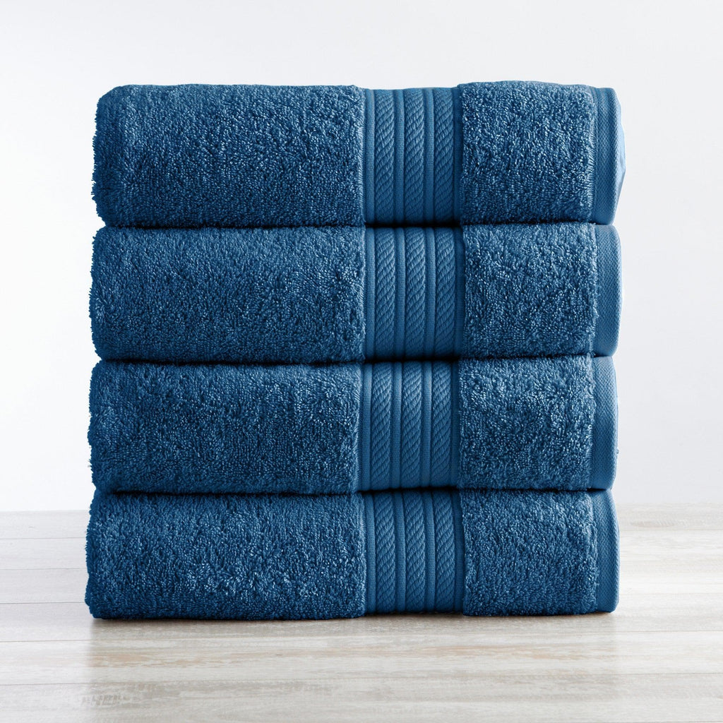 Great Bay Home Bath Towel (4-Pack) / Blue 4-Pack Eco-Terry Bath Towels - PureSoft Collection Eco-Friendly Cotton Bath Towel | PureSoft Collection by Great Bay Home