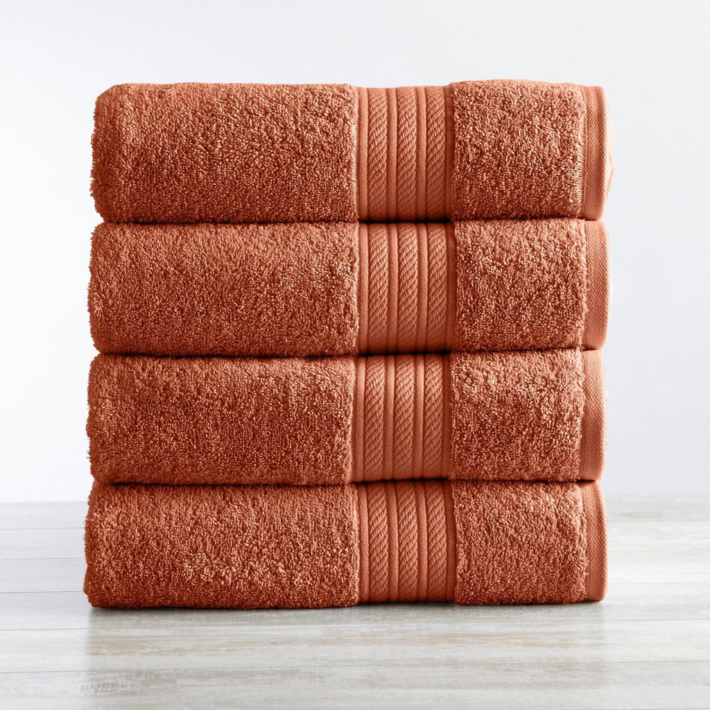 Great Bay Home Bath Towel (4-Pack) / Terracotta 4-Pack Eco-Terry Bath Towels - PureSoft Collection Eco-Friendly Cotton Bath Towel | PureSoft Collection by Great Bay Home