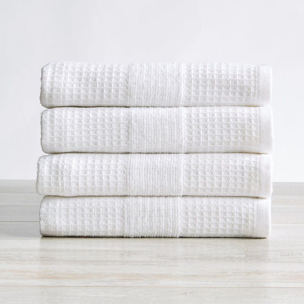 Great Bay Home Hand Towel (4-Pack) / White 4 Pack Waffle Weave Hand Towels - Soleia Collection