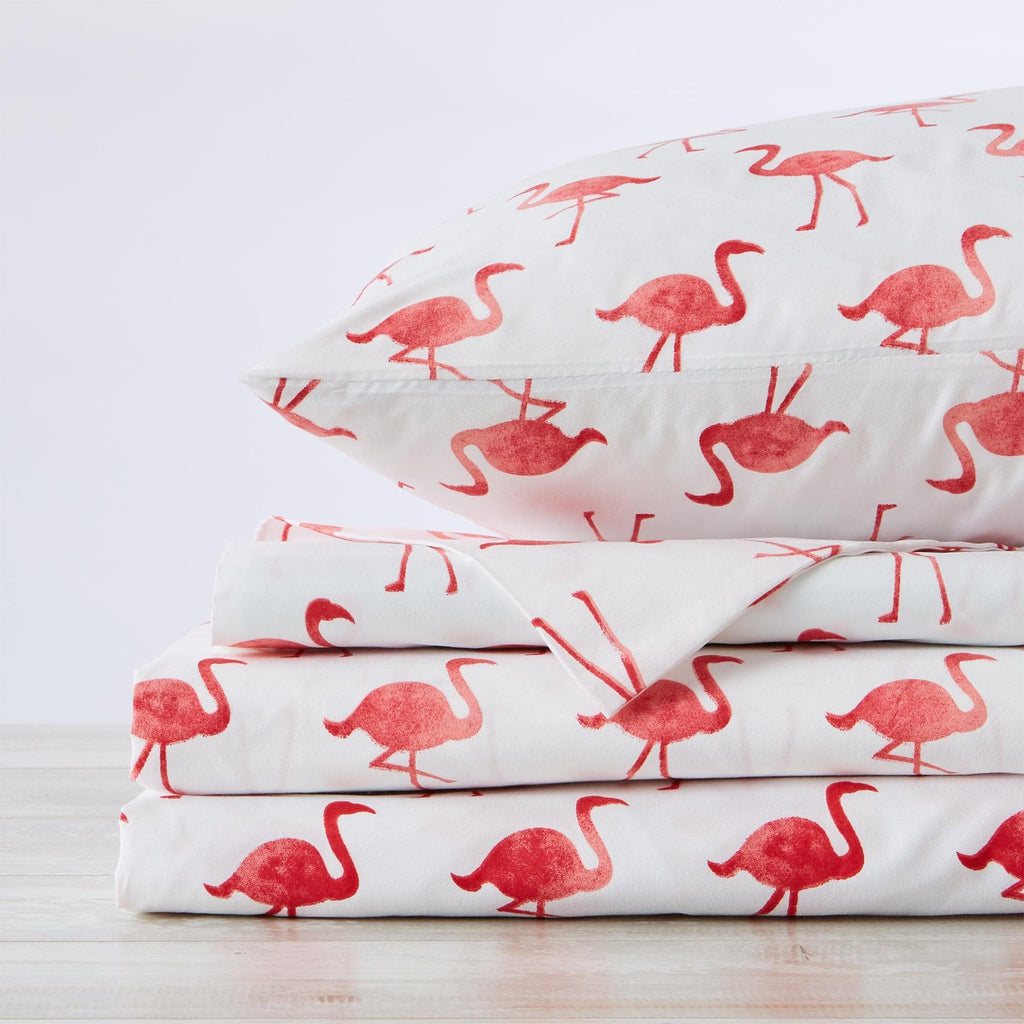 Great Bay Home 4-Piece Coastal Microfiber Sheet - Newport Collection Enhance your guestroom with a fun coastal-themed sheet set from our Newport Collection. These stitched, 100% microfiber bed sheets are super soft and made from lightweight fabric material that's perfect for all seasons. Enjoy fun prints that include swimming fish, flocking flamingos, cool coral, and more!