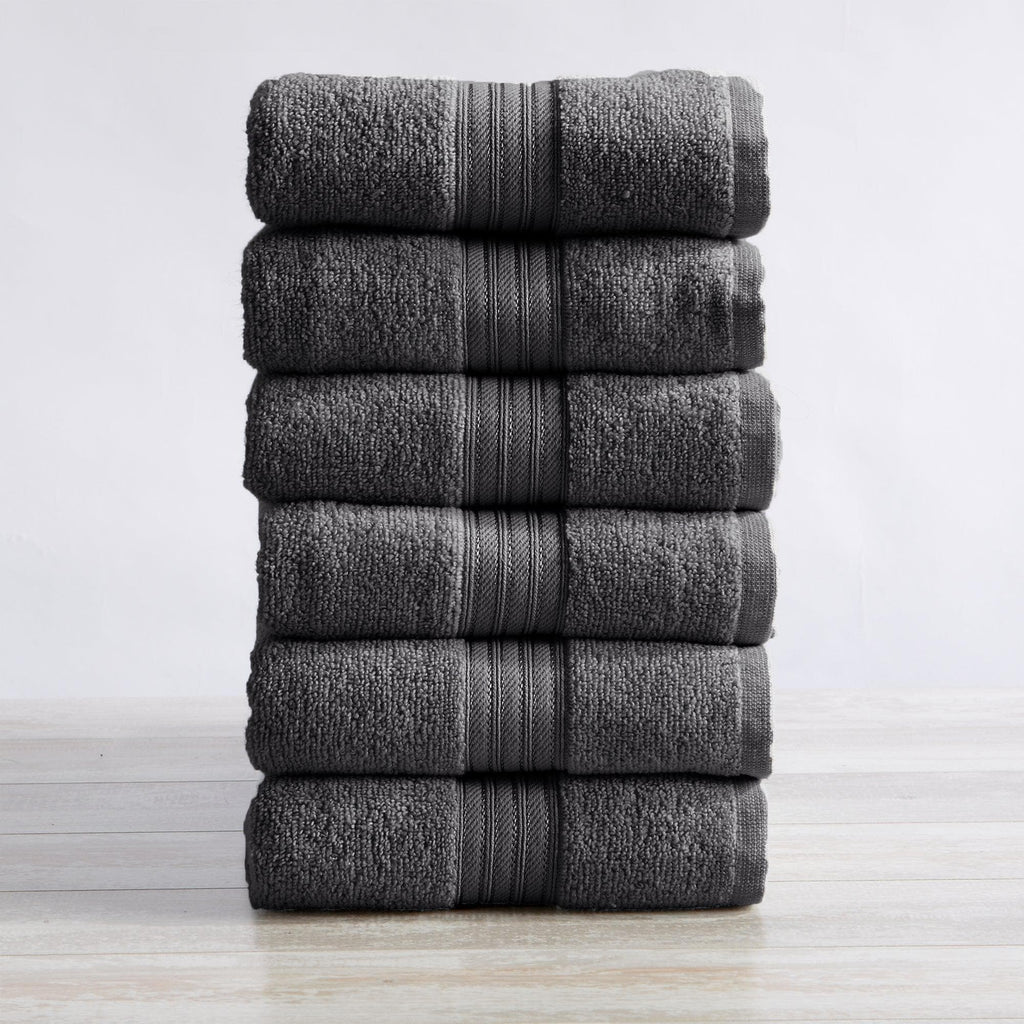 Great Bay Home Hand Towel (6-Pack) / Dark Grey 6 Pack Cotton Hand Towels - Cooper Collection Soft 100% Cotton Quick Dry Bath Towels | Cooper Collection by Great Bay Home