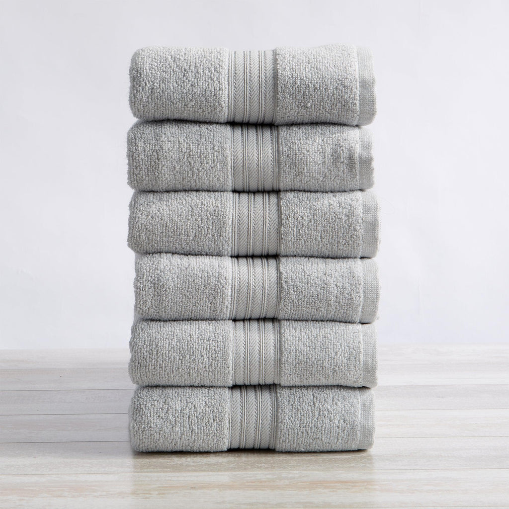 Great Bay Home Hand Towel (6-Pack) / Light Grey 6 Pack Cotton Hand Towels - Cooper Collection Soft 100% Cotton Quick Dry Bath Towels | Cooper Collection by Great Bay Home