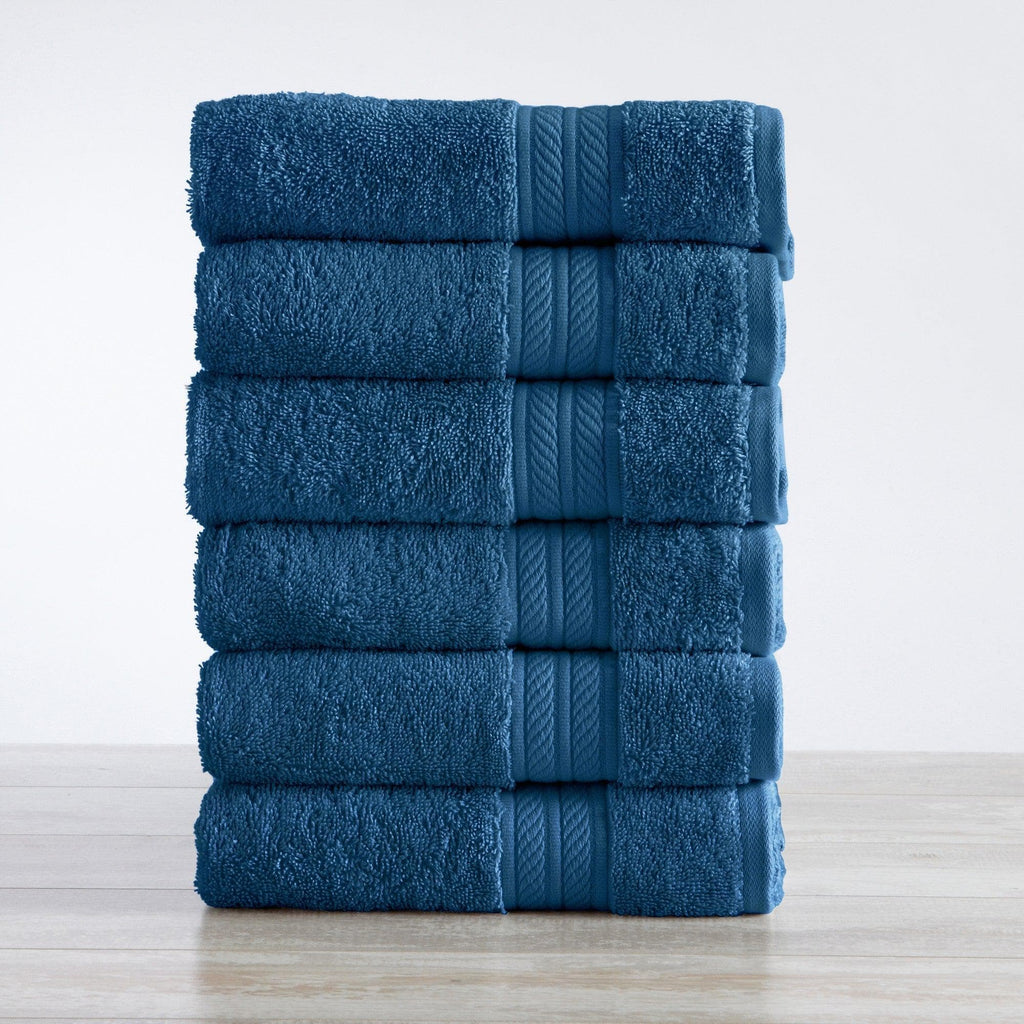 Great Bay Home Hand Towel (6-Pack) / Blue 6 Pack Eco-Terry Hand Towel - PureSoft Collection Eco-Friendly Cotton Bath Towel | PureSoft Collection by Great Bay Home
