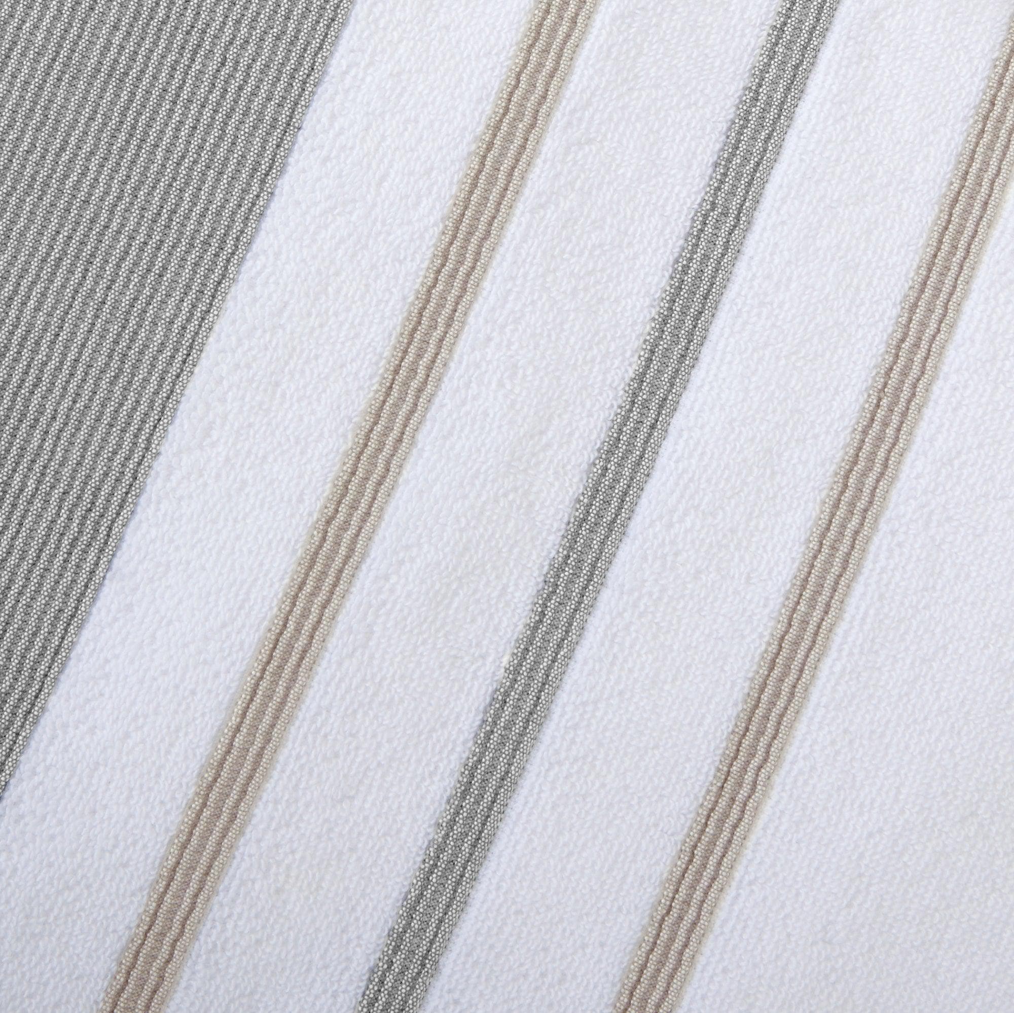 StyleWell Turkish Cotton White and Stone Gray Stripe 6-Piece