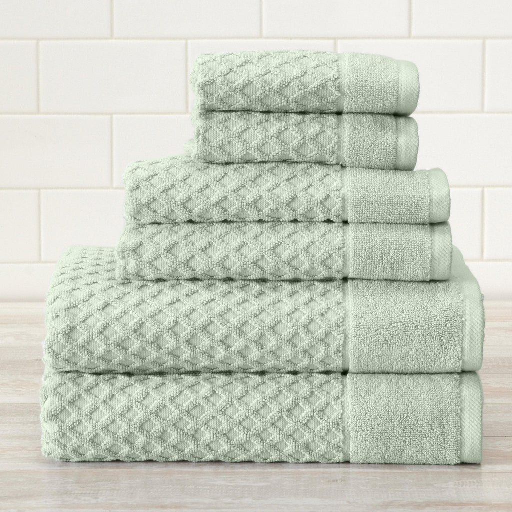 Great Bay Home Bath Towels 6 Piece Set / Pale Green 6-Piece Cotton Bath Towel Set - Grayson Collection 100% Cotton Quick-Dry Bath Towels | Grayson Collection by Great Bay Home