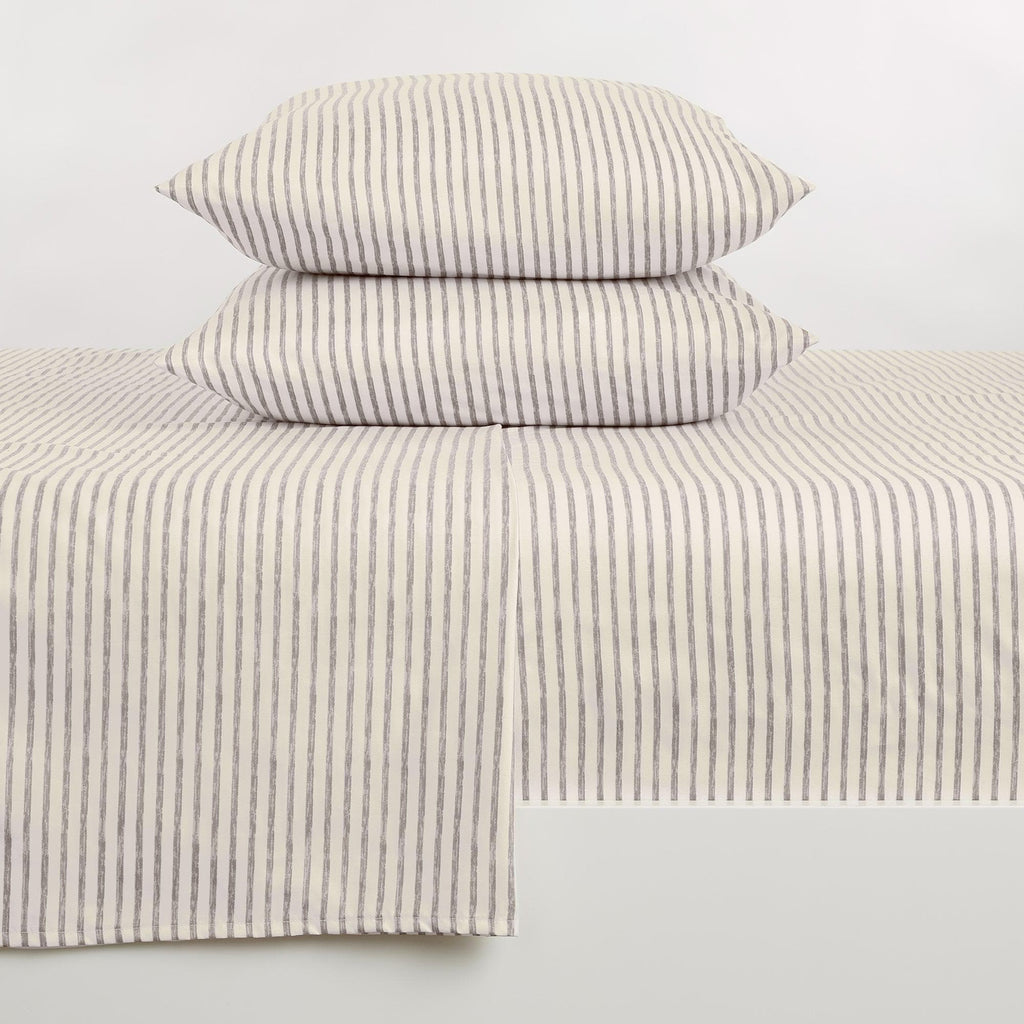 Great Bay Home Bed Sheets Twin / Light Grey Striped Microfiber Sheet Set - Evette Collection 4-Piece Striped Microfiber Bed Sheets | Evette Collection by Great Bay Home