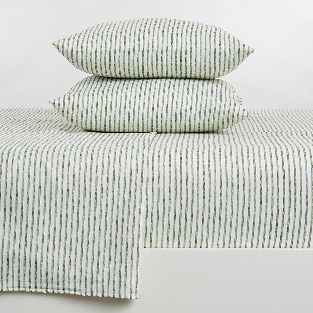 Great Bay Home Bed Sheets Full / Seafoam Striped Microfiber Sheet Set - Evette Collection 4-Piece Striped Microfiber Bed Sheets | Evette Collection by Great Bay Home