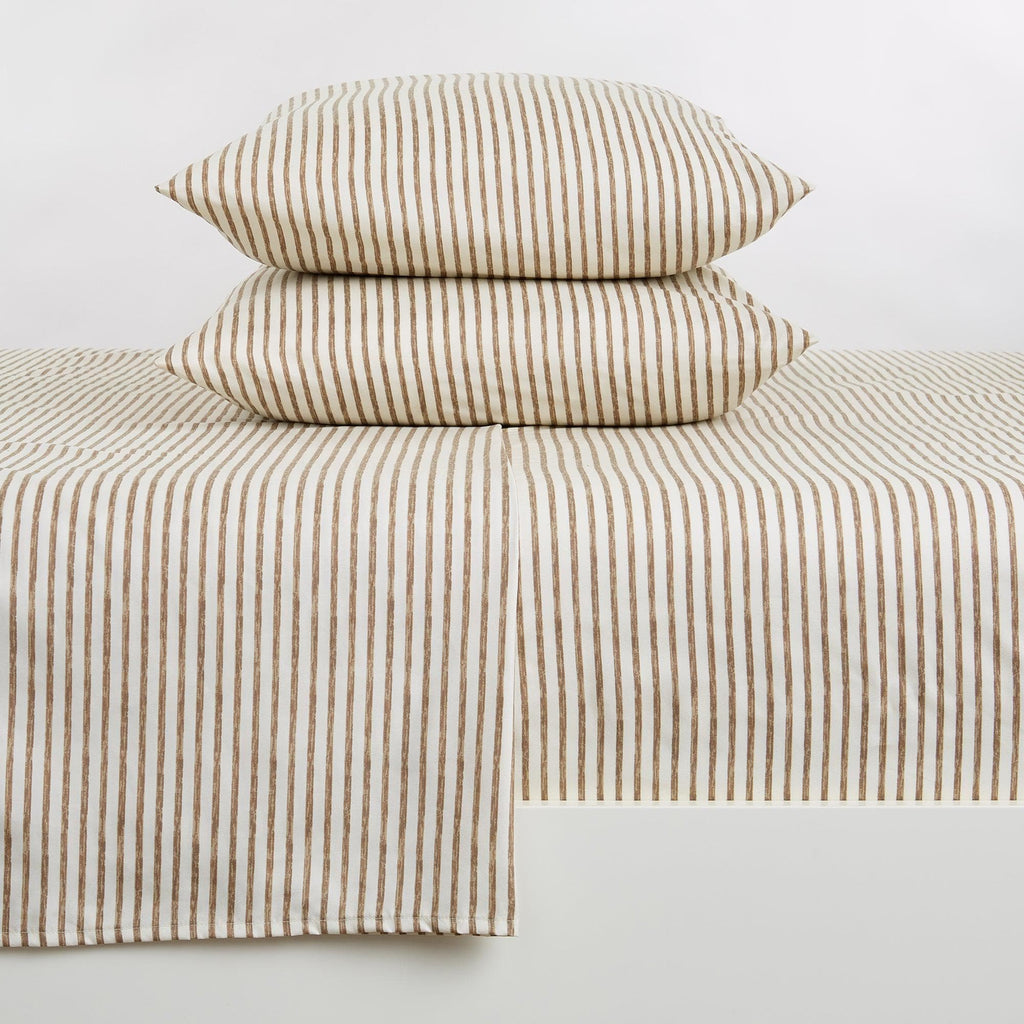 Great Bay Home Bed Sheets King / Taupe Striped Microfiber Sheet Set - Evette Collection 4-Piece Striped Microfiber Bed Sheets | Evette Collection by Great Bay Home