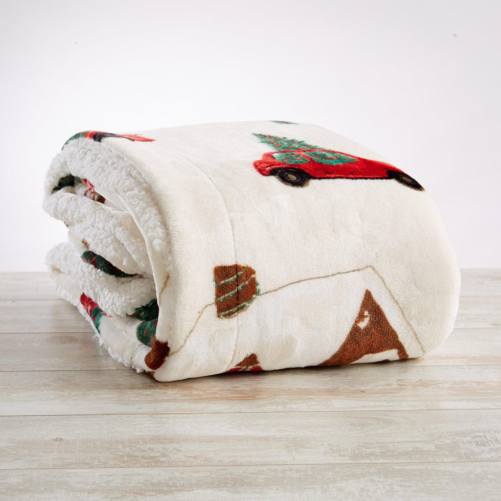 Great Bay Home Holiday Sherpa Throw - Esmay Collection Holiday Sherpa Throw Blanket | Esmay Collection by Great Bay Home