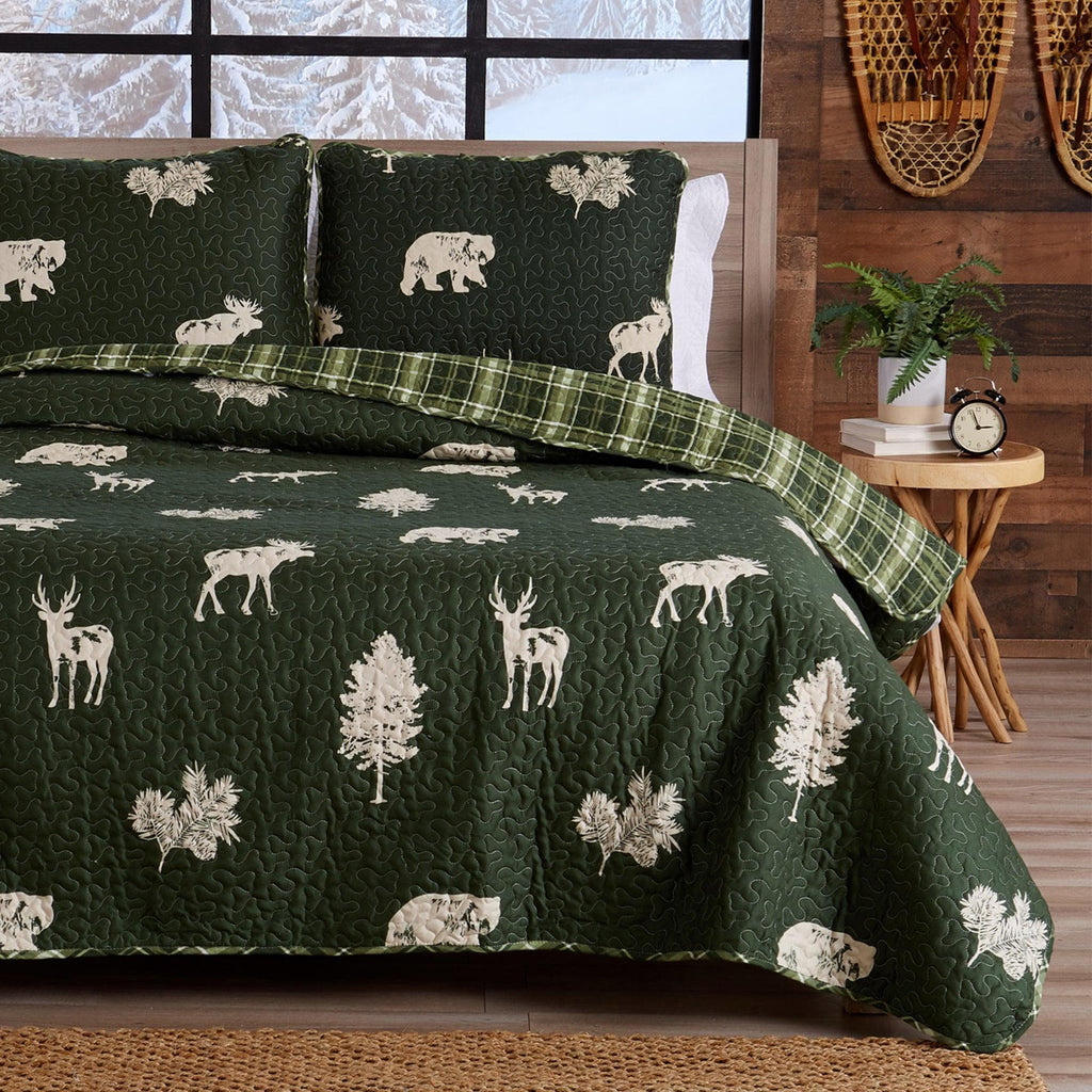 Great Bay Home Quilts Full / Queen / Rio Ridge - Forest Green 3-Piece Lodge Quilt - Rio Ridge Collection 3-Piece Lodge Quilt Set 丨Rio Ridge Collection by Great Bay Home
