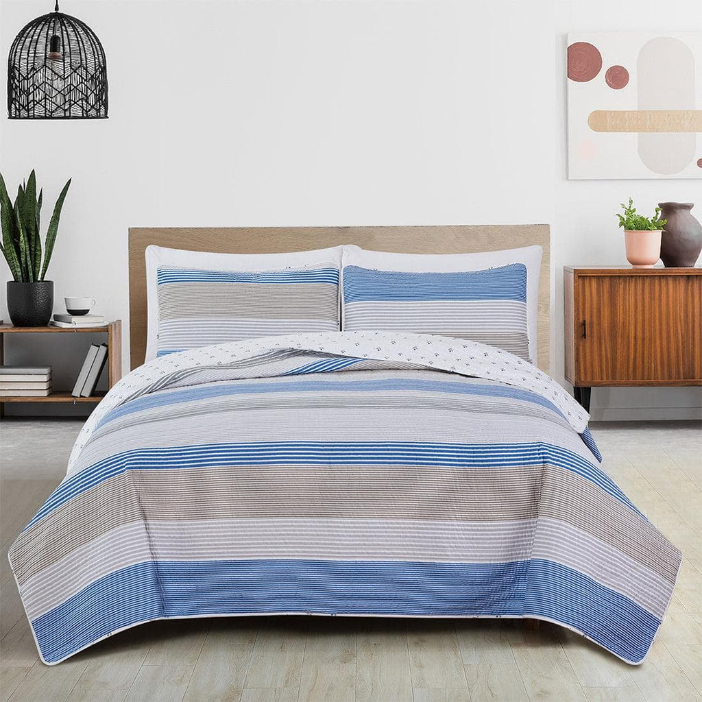 3 Piece Striped Quilt Set | Bryce Collection by Great Bay Home