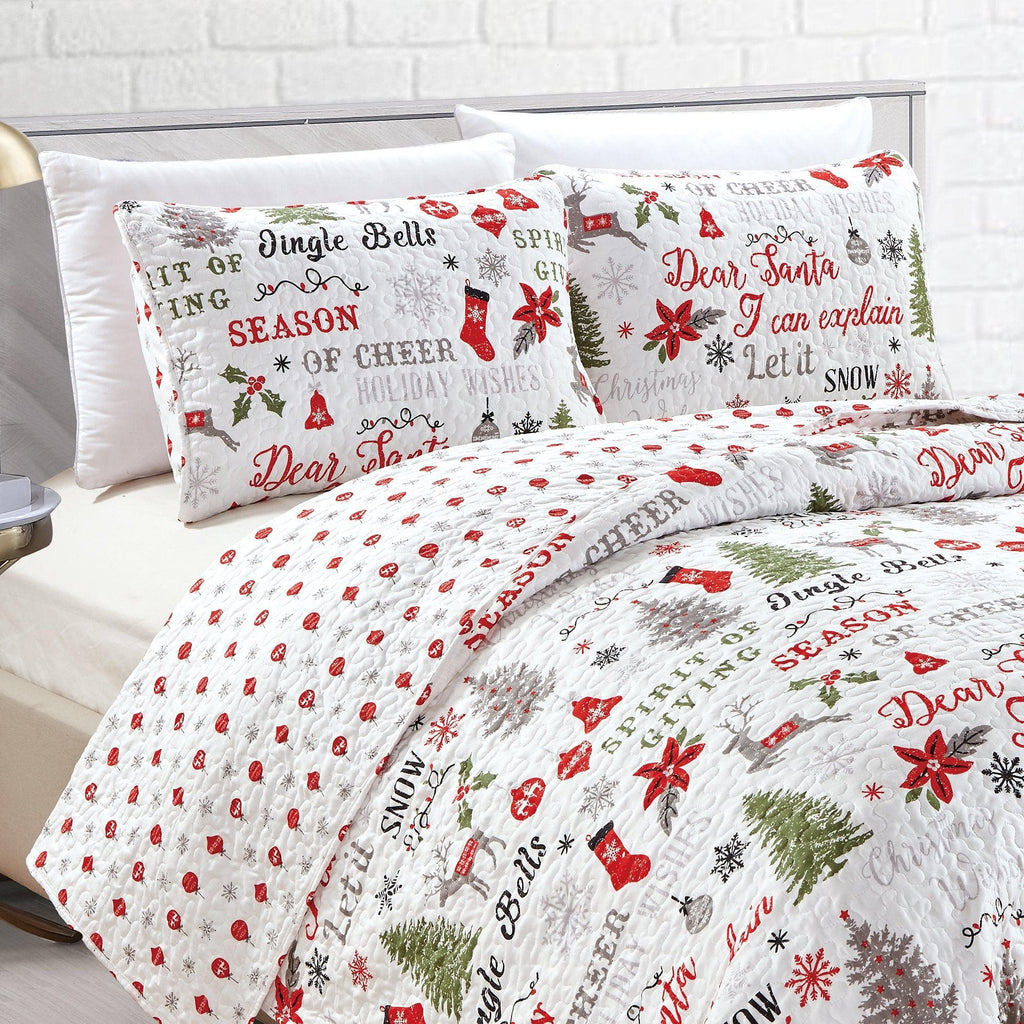 Great Bay Home Quilts Holiday 3 Piece Quilt Set - Carol Collection Holiday 3 Piece Winter Quilt Set | Carol Collection by Great Bay Home