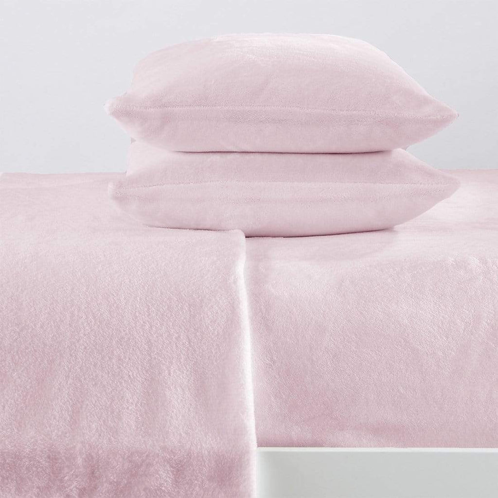 Great Bay Home Sheets Twin / Blush Pink 4-Piece Solid Plush Sheet - Velvet Luxe Collection 4-Piece Solid Plush Sheet | Velvet Luxe Collection By Great Bay Home