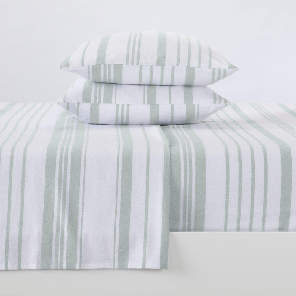 Great Bay Home Sheets Queen / Barely Blue - Stripe 4-Piece Turkish Cotton Flannel Sheet - Raye Collection 100% Turkish Cotton Flannel Sheet Set | Raye Collection By Great Bay Home